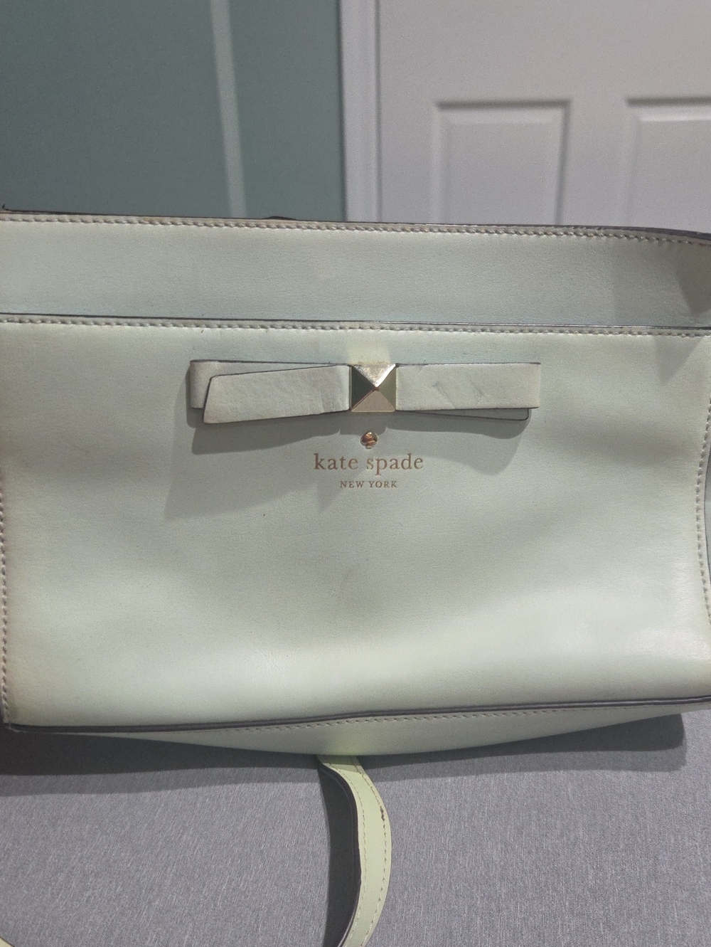 kate spade Pale Mint Leather Shoulder Bag with Bow Detail